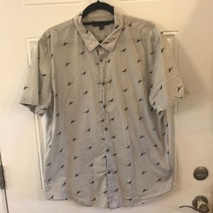 John Varvatos USA XL Light Grey Crow Print Shirt